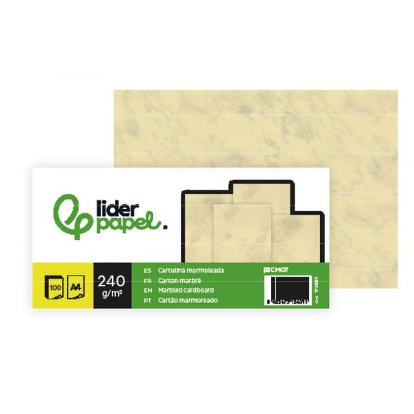 LiderPapel Cartolina Marmoreada CM07 A4 200g Creme Claro 100 Un.