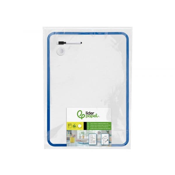 LiderPapel Quadro Branco Magnético Dupla Face Liso 30x42 cm com Marcador e Apagador