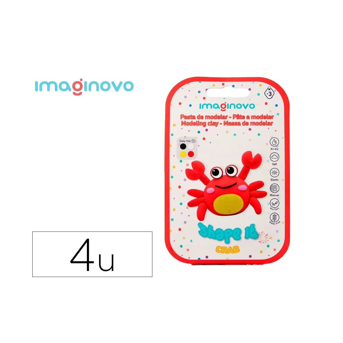Pasta para modelar imaginovo de secado al aire set de colores surtidos con instrucciones cangrejo