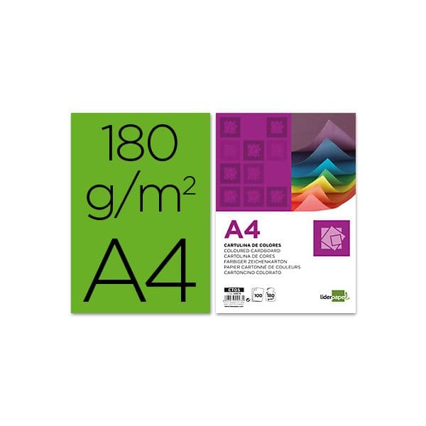 LiderPapel 100 Fls Cartolina A4 180g/mì Verde - CT17