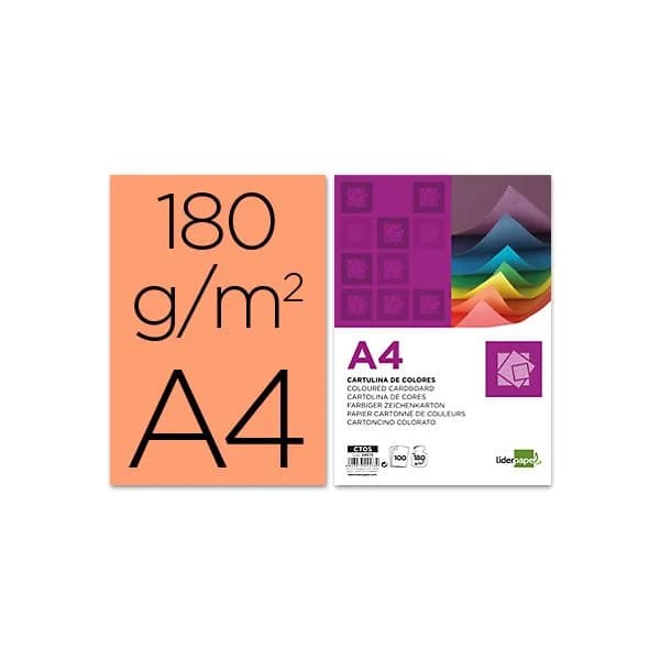 LiderPapel 100 Fls Cartolina A4 180g/mì Salmão - CT14