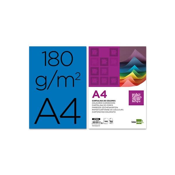 LiderPapel 100 Fls Cartolina A4 180g/mì Azul - CT07