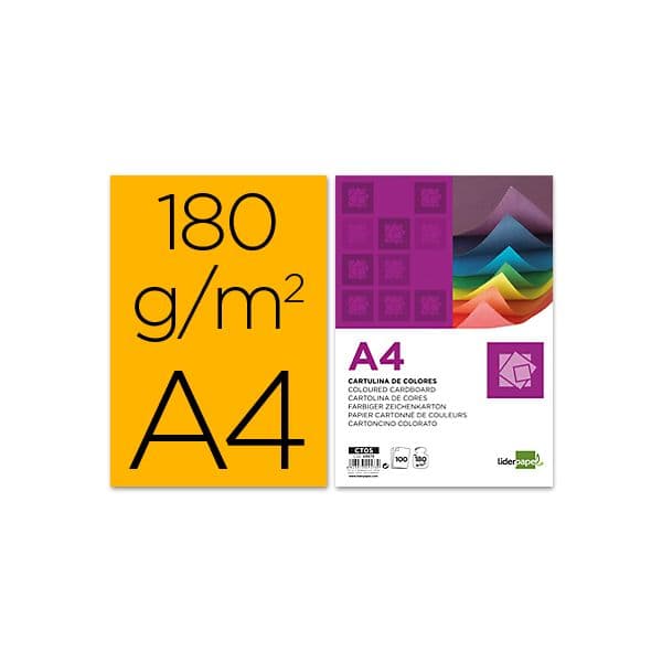 LiderPapel 100 Fls Cartolina A4 180g/mì Laranja Forte - CT10