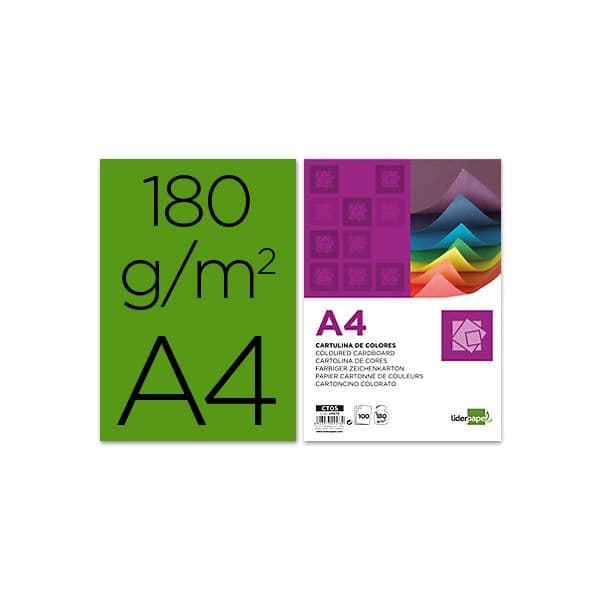 LiderPapel 100 Fls Cartolina A4 180g/mì Verde Abeto - CT15