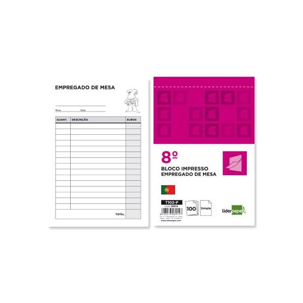 LiderPapel Bloco Empregado de Mesa Simples 105x155mm - T102-P