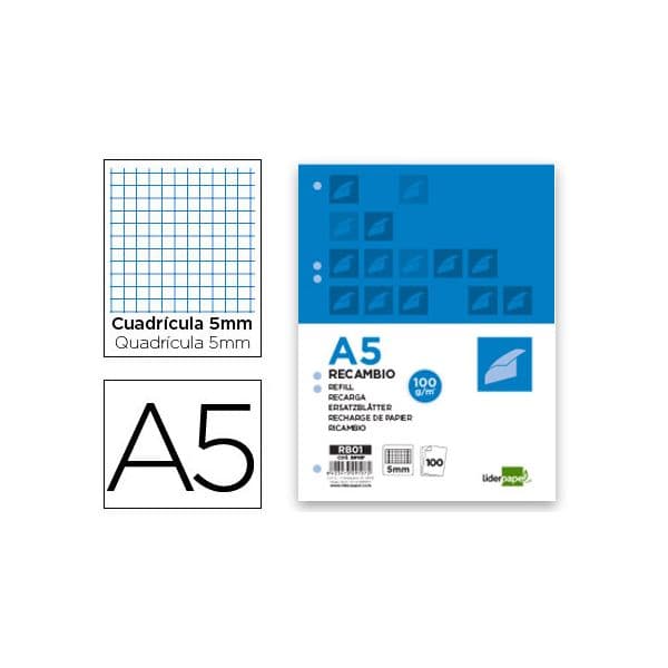 Recarga A5 Quadriculado 100g 100 Folhas 6 Furos - 10829107