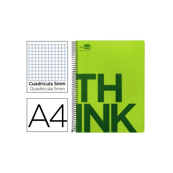 LiderPapel Caderno Espiral A4 Think Quadriculado Verde - BA17