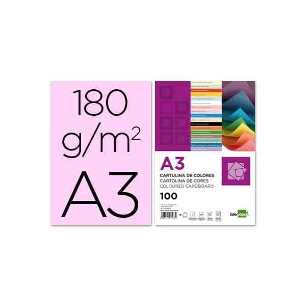 LiderPapel 100 Fls Cartolina A3 180g/mì Rosa - CD05