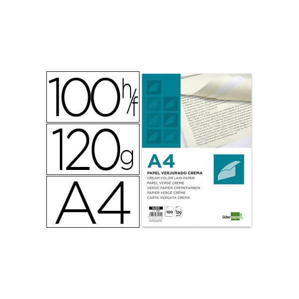 100 un. Fls Papel A4 Verge 120g Creme - 31911
