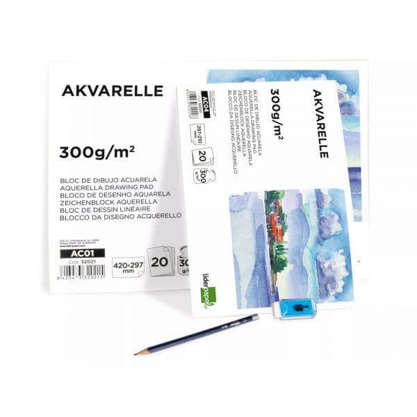 LiderPapel Bloco de Desenho Aguarela A4 230x325mm 20 Fls 300Gr