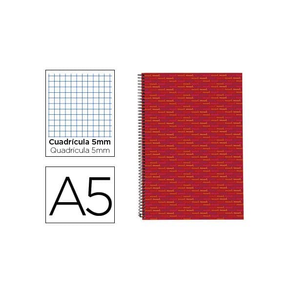 LiderPapel Caderno Espiral A5 Multilider Quadriculado 140 Fls Vermelho - BJ09