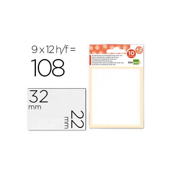 LiderPapel Etiquetas Adesivas 22x32mm 10 + 2 Fls - ET12