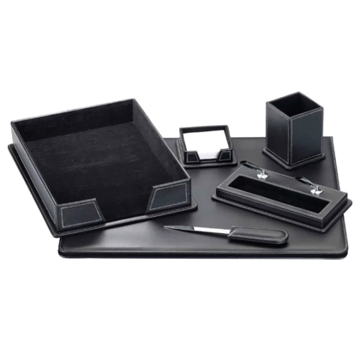 CSP Conjunto de Secretária Pele Preto 6 Peças