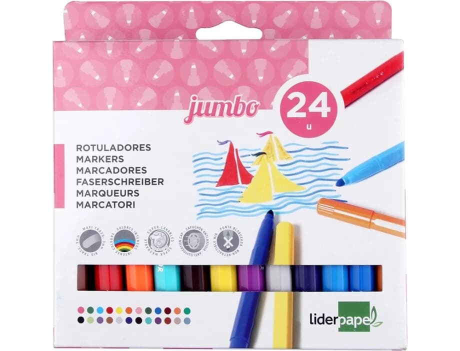 LiderPapel 24 un. Marcadores de Feltro Coloridos Jumbo - RT09