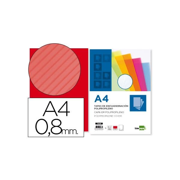 LiderPapel 100 un. Capas PP DIN A4 0.8mm Ondulado Vermelho - TA08