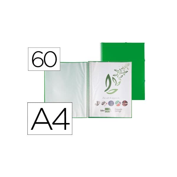 Liderpapel Capa Catálogo Espiral PP DIN-A4 60 Bolsas Verde - EC23