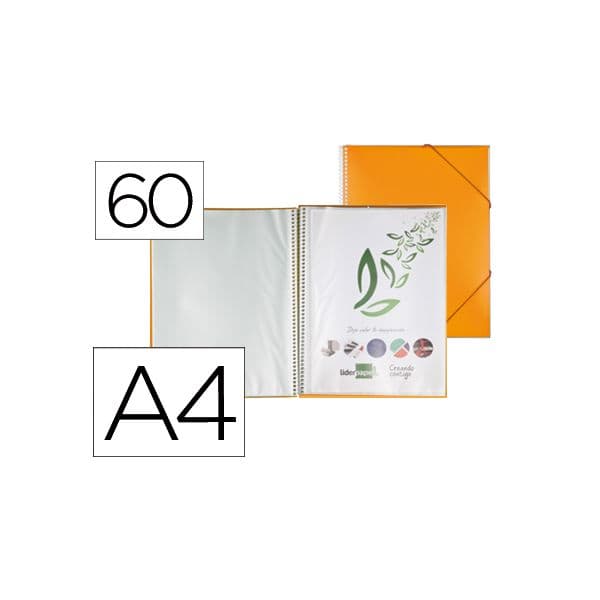 Liderpapel Capa Catálogo Espiral PP DIN-A4 60 Bolsas Laranja - EC24