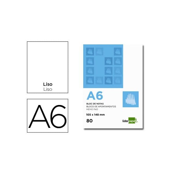 LiderPapel Bloco de Apontamentos A6 DIN Liso 80 Fls 10 Un. - BN06