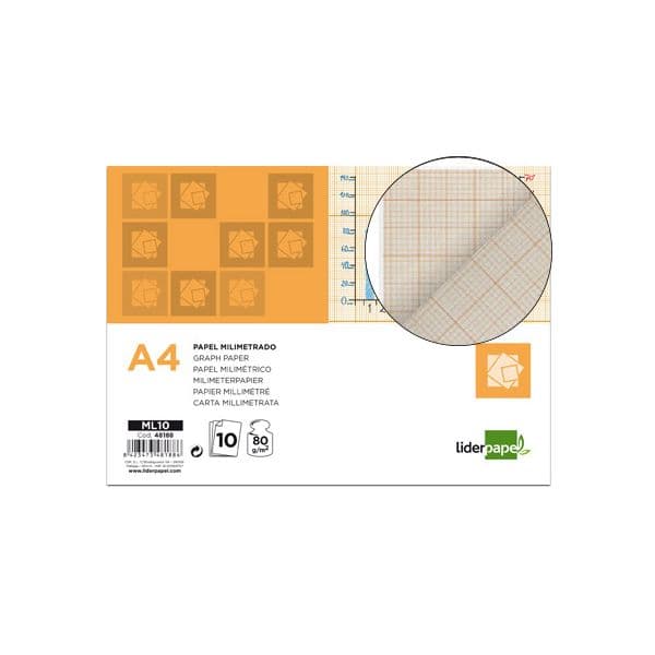 LiderPapel 10 un. Fls Papel A4 Milimétrico 80g - ML10
