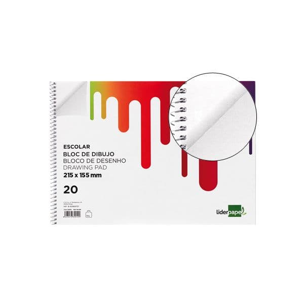 LiderPapel Bloco de Desenho Espiral 155x215mm 90g 20 Fls 10 Un. - DE03