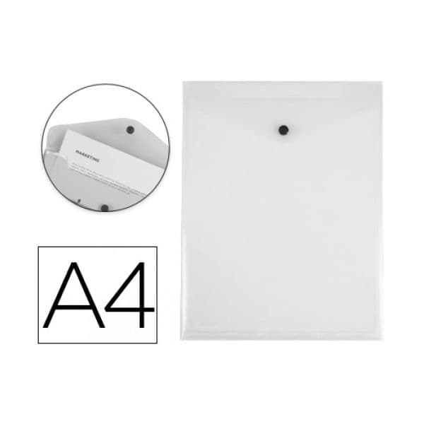 Liderpapel Bolsa Envelope Plástico A4 c/ Mola Formato Vertical Transparente - L59427
