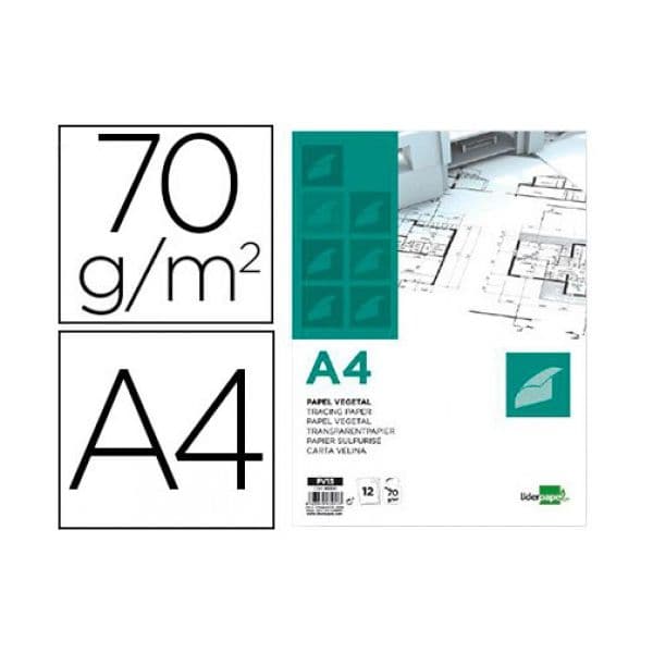 LiderPapel Bloco de Papel Vegetal A4 210x297mm 70g/m² 12 Folhas