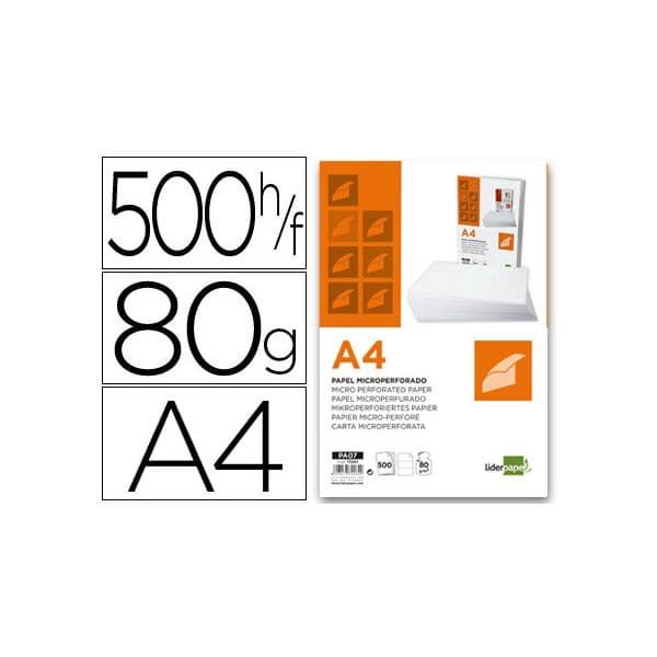 Liderpapel Papel A4 80g 500 un. Fls Microperfurado Branco - PA07