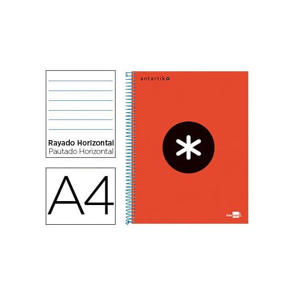 Antartik Caderno Espiral A4 Micro Capa Forrada 120F 100G Pautado Vermelho