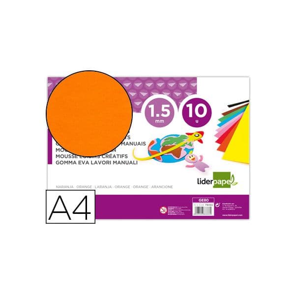 Liderpapel Goma Eva Din A4 60G/M2 Espessura 1.5mm Laranja - GE80
