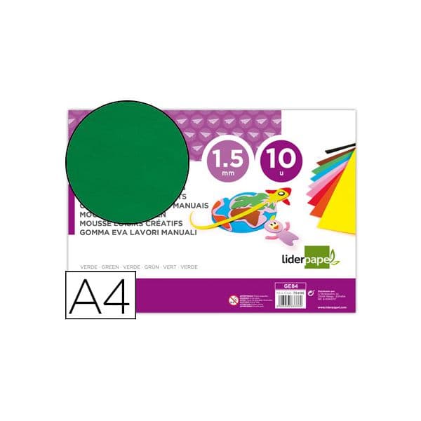 Liderpapel Goma Eva Din A4 60G/M2 Espessura 1.5mm Verde - GE84