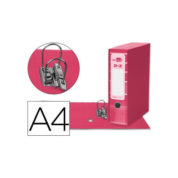 Liderpapel Pasta de Arquivo de Alavanca A4 Filing System Forrado S/ Rado Lombada 80mm Rosa C/caixa - OFF079777CE