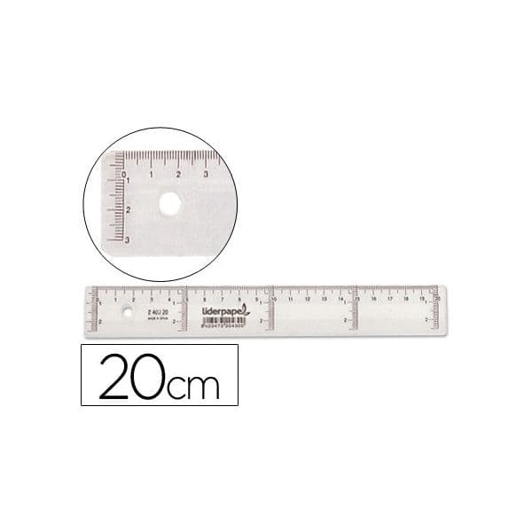 Liderpapel Régua Plástico 20 cm Caixa de 20 Un