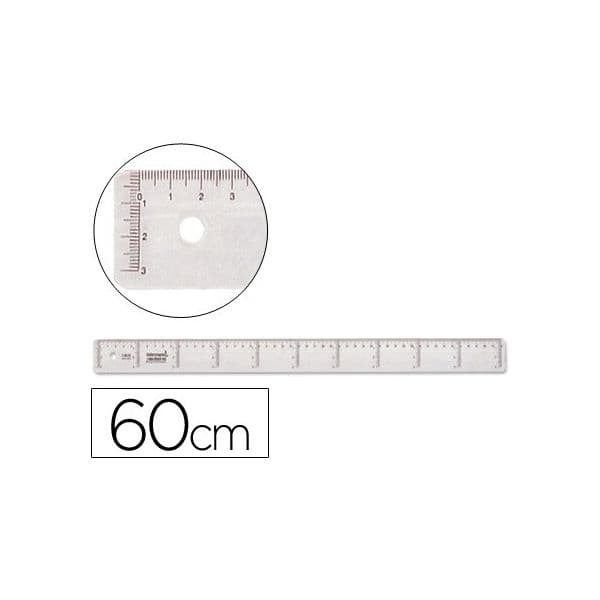 LiderPapel Régua Plástico 60cm Transparente 20 Unidades