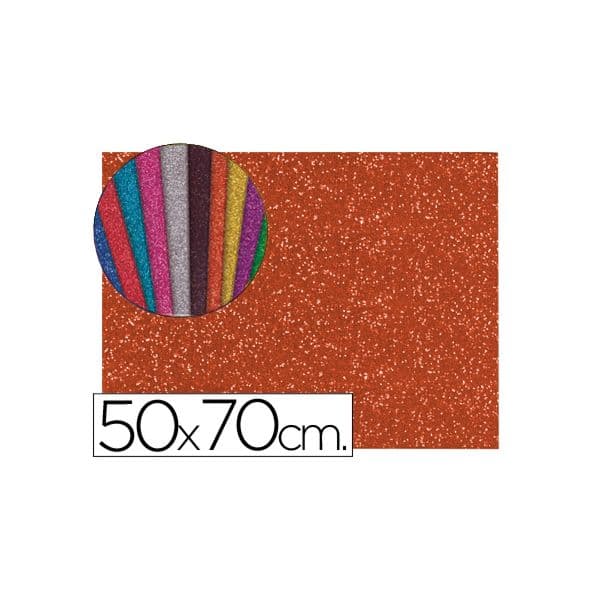 LiderPapel Folha EVA Musgami c/ Purpurina 50x70cm 2mm Laranja 10 Un.