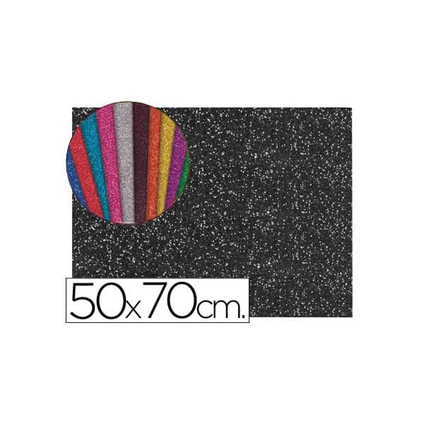 LiderPapel Folha EVA Musgami c/ Purpurina 50x70cm m2 2mm Preto 10 Un.