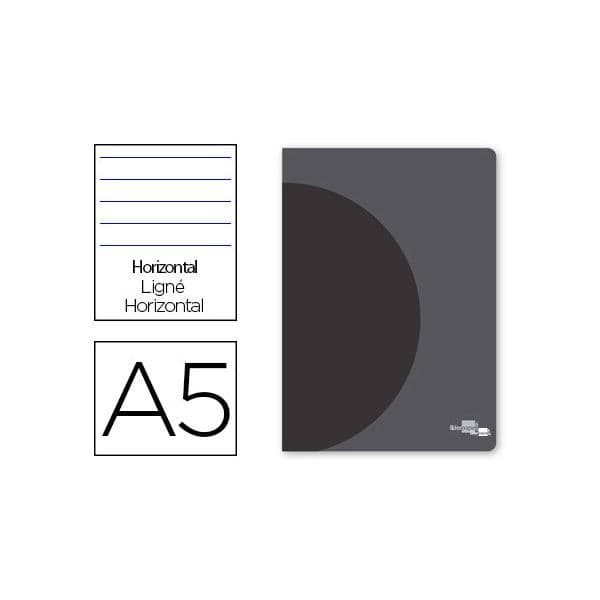 Liderpapel Caderno Escolar Agrafado 360 Capa Plástico A5 48F 90g/m2 Pautado com Margem Dupla Preto - OFF064812CE