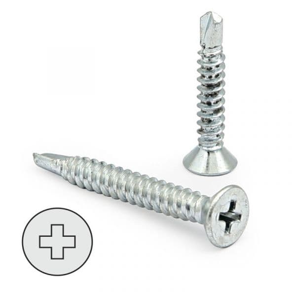 Index Index- Parafuso Broca Rosca Chapa Cabeza Plana Din 7504-P Zincado Larg.r/chapa 16mm ø Rosca Chapa 3.9mm. 1000 Unidades - 914.146
