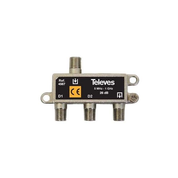 Televes Derivador 2 saidas 26 dB conector F SCATV TLV4567
