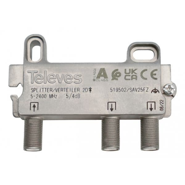 Televes Repartidor TV 2 Saídas 5-2400MHz 5/4dB F