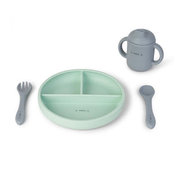 Saro Conjunto Refeição Prato + Colher + Copo Food & Fun Menta