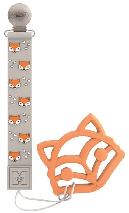 Saro - Fita porta-chupeta de silicone + mordedor Raposa