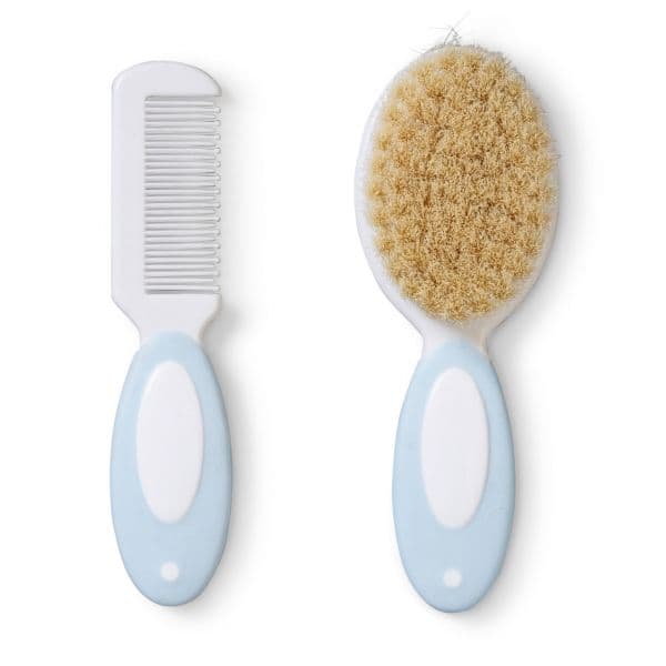 Saro Set Escova Cerdas Naturais + Pente Azul