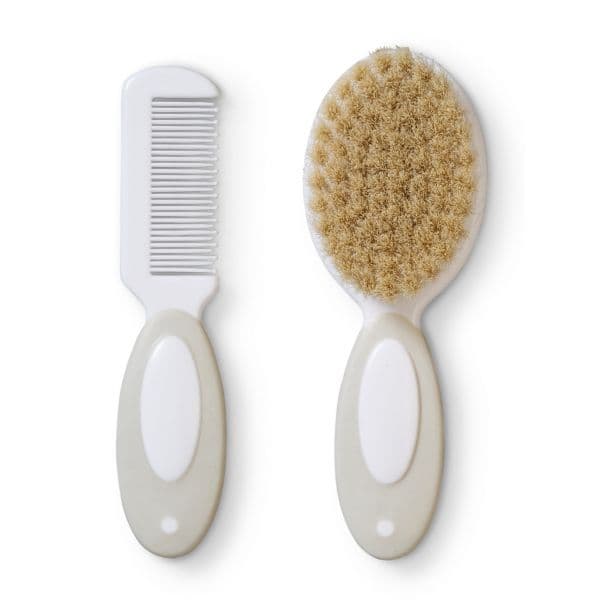 Saro Set Escova Cerdas Naturais + Pente Cinza