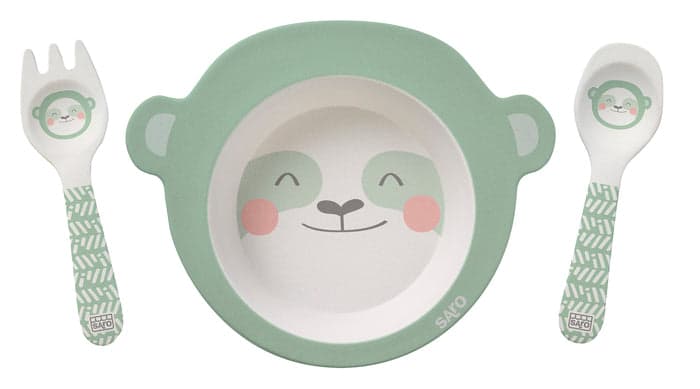 Conjunto de 3 peças de bambu Saro Sloth Green