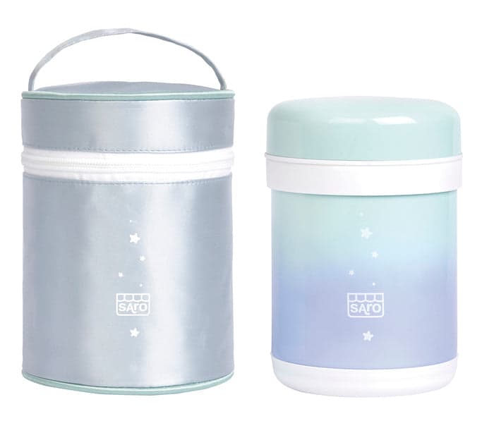 Recipiente termo de aço com estojo Saro Hortelã-Azul