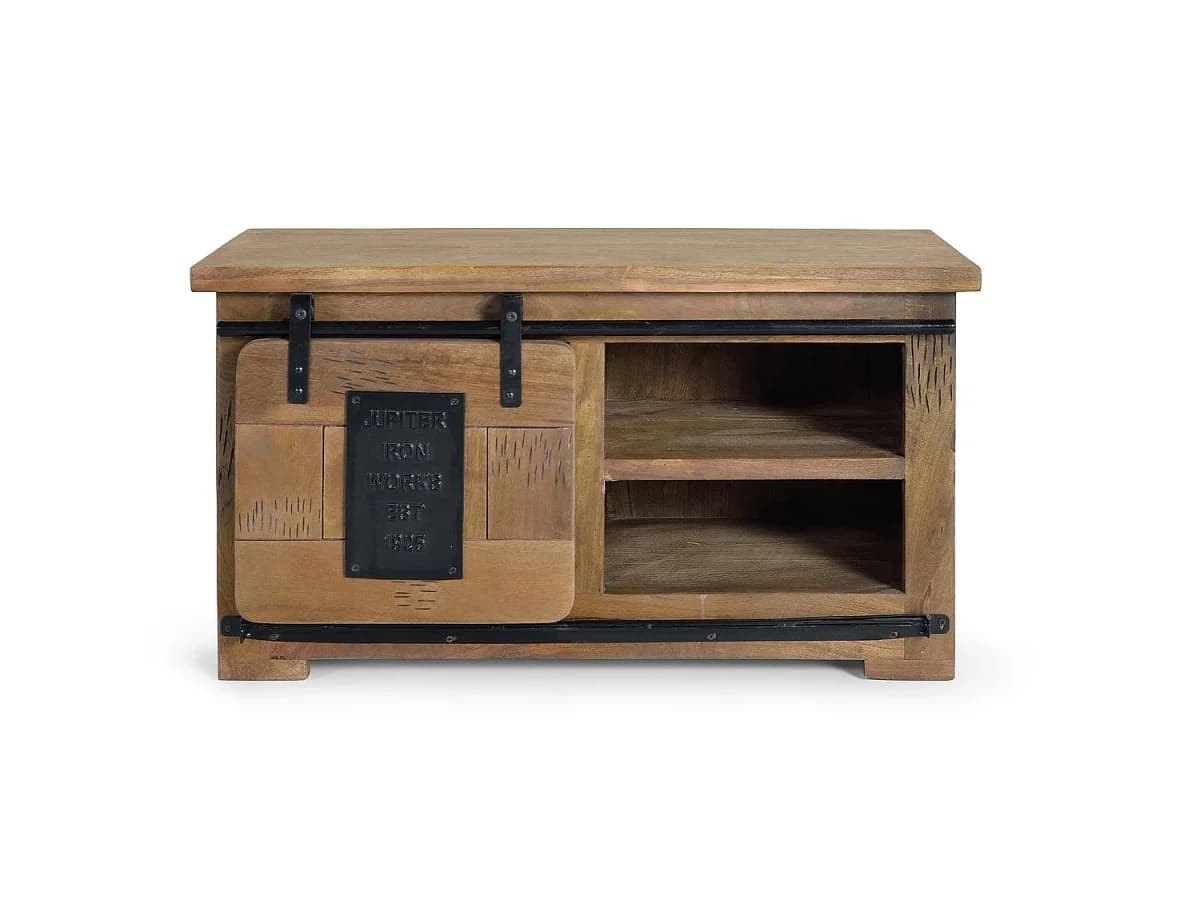 Suporte para TV em madeira de mangueira, estilo industrial, 90 cm - 50x90x40