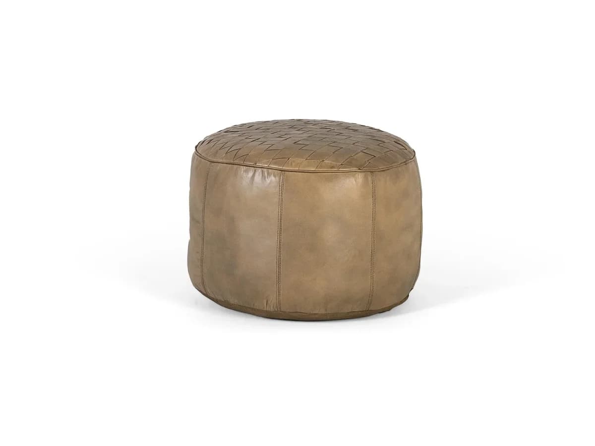 Puf de couro estilo industrial vintage de 51 cm - 36x51x51