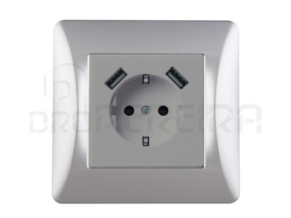 S-EMPOT.ONLEX TITANIO BASE ENCHUFE + 2USB