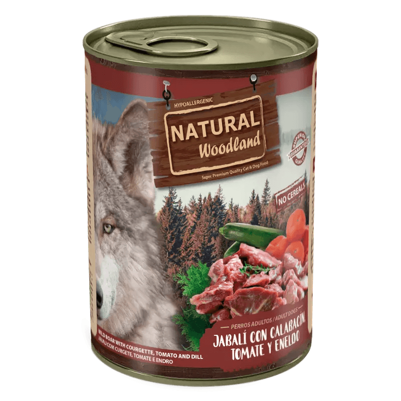 Natural Woodland Lata Perro Jabalí con Calabacín, Tomate y Eneldo