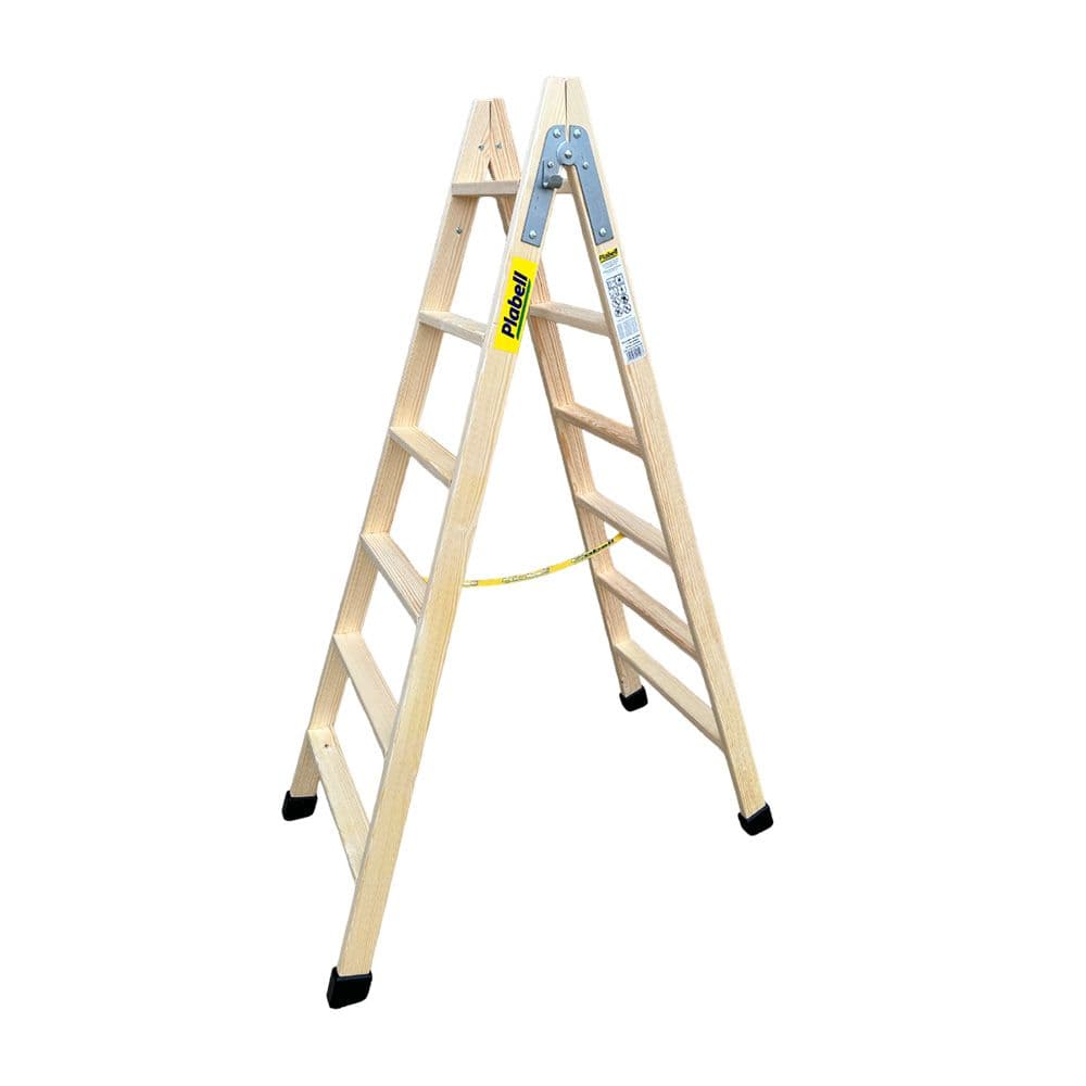Plabell Escadote Dobrável de Madeira BLD-6 6 Degraus Largos 164cm